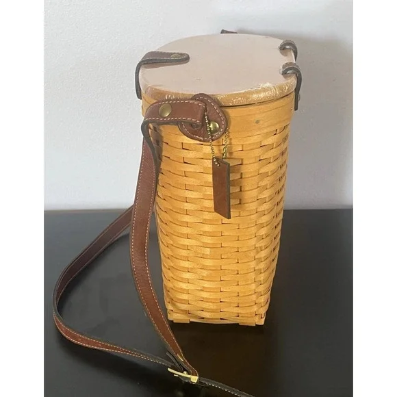 Longaberger 2000 Saddlebrook Country Estate Purse Maple Leather Strap Y2K VTG - Picture 6 of 14